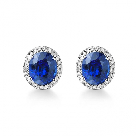蓝宝石钻石耳钉